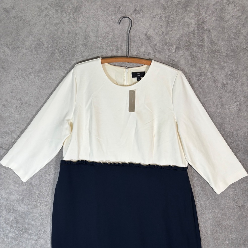 J.Crew 365 Womens Plus Size 22 Colorblock Sheath Dress Ivory Navy H3581 NEW - Picture 8 of 16